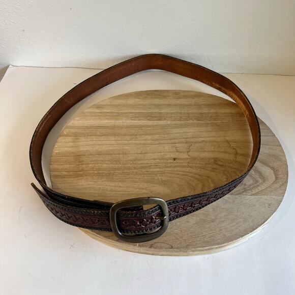 Vintage 90s Genuine Leather Brown Western Chunky Unisex Size XL to XXL main image 12